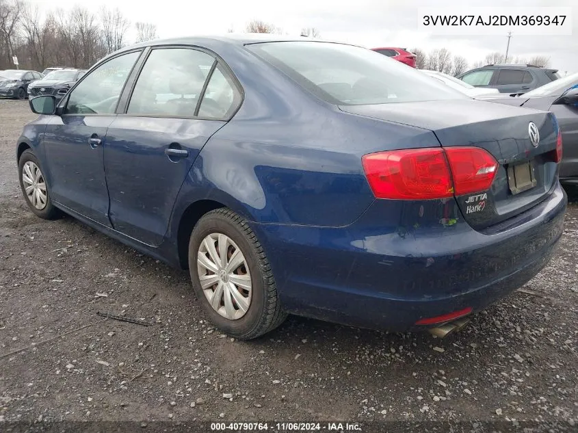 2013 Volkswagen Jetta 2.0L S VIN: 3VW2K7AJ2DM369347 Lot: 40790764