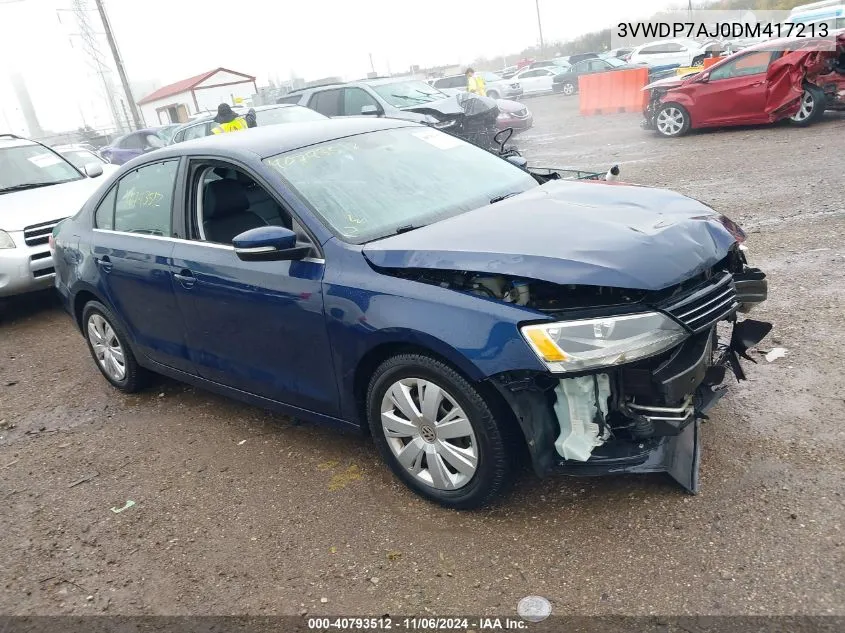 2013 Volkswagen Jetta 2.5L Se VIN: 3VWDP7AJ0DM417213 Lot: 40793512