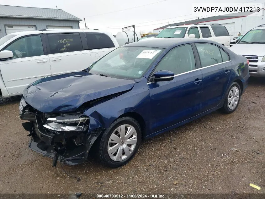 2013 Volkswagen Jetta 2.5L Se VIN: 3VWDP7AJ0DM417213 Lot: 40793512