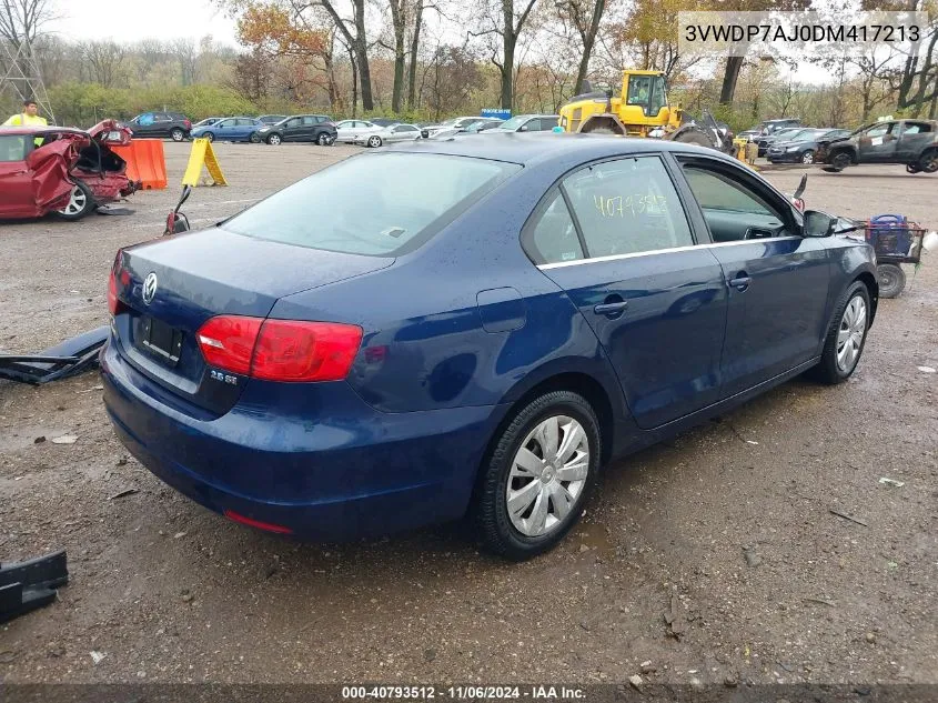 2013 Volkswagen Jetta 2.5L Se VIN: 3VWDP7AJ0DM417213 Lot: 40793512