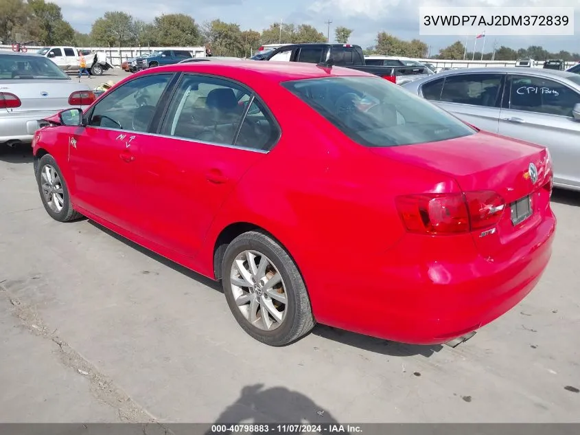 2013 Volkswagen Jetta 2.5L Se VIN: 3VWDP7AJ2DM372839 Lot: 40798883