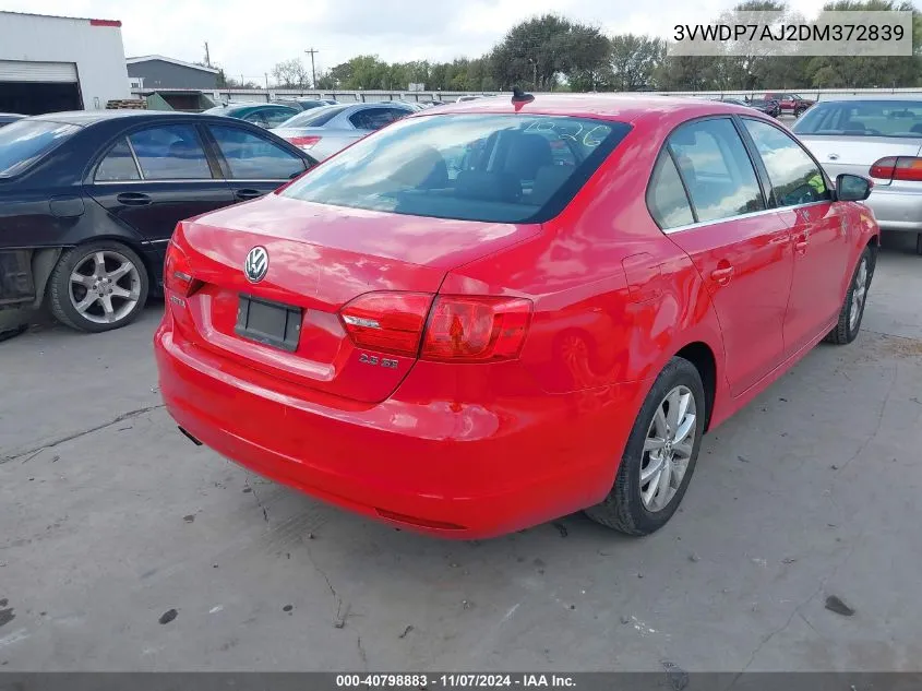 2013 Volkswagen Jetta 2.5L Se VIN: 3VWDP7AJ2DM372839 Lot: 40798883