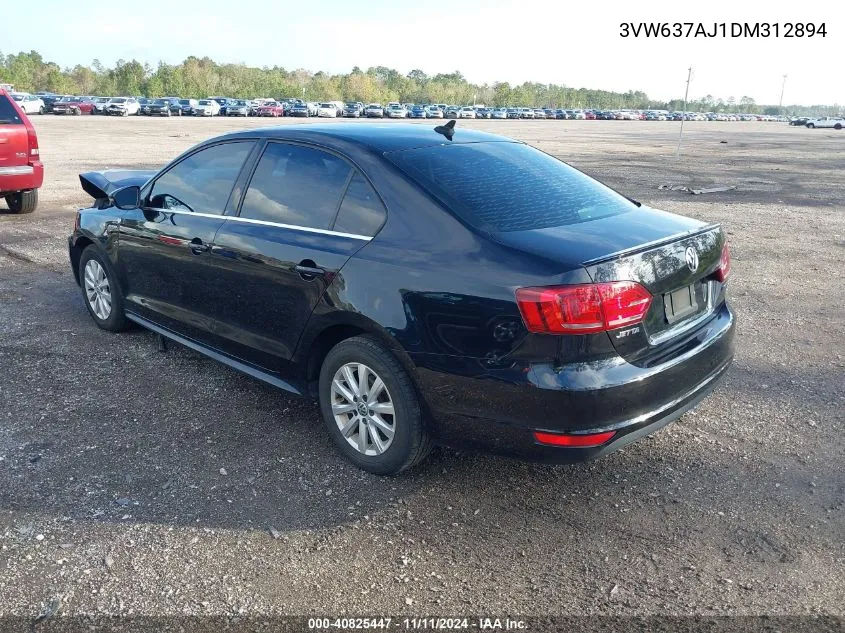 2013 Volkswagen Jetta Hybrid Se VIN: 3VW637AJ1DM312894 Lot: 40825447