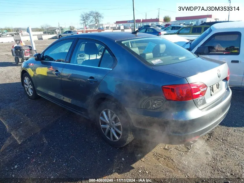 2013 Volkswagen Jetta Se W/Convenience/Sunroof VIN: 3VWDP7AJ3DM353314 Lot: 40830245