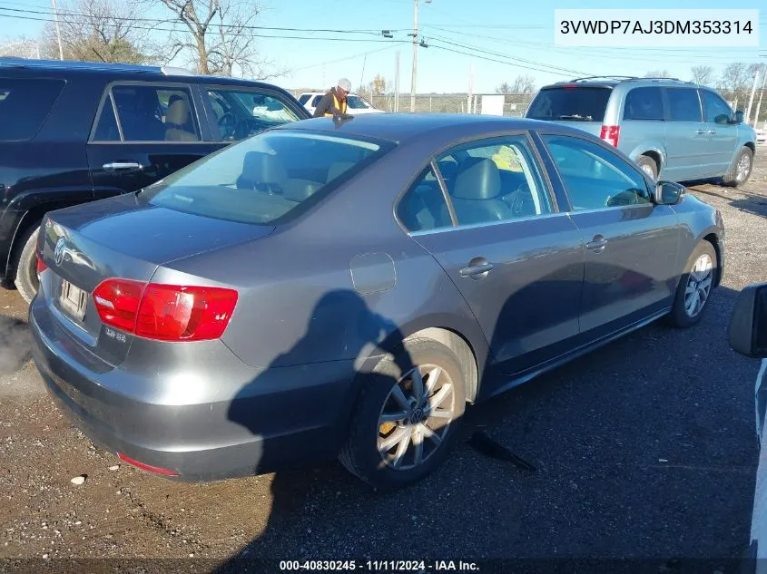 2013 Volkswagen Jetta Se W/Convenience/Sunroof VIN: 3VWDP7AJ3DM353314 Lot: 40830245