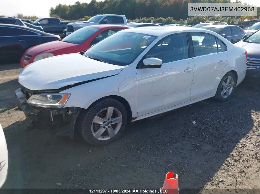 2014 Volkswagen Jetta VIN: 3VWD07AJ3EM402968 Lot: 12113297