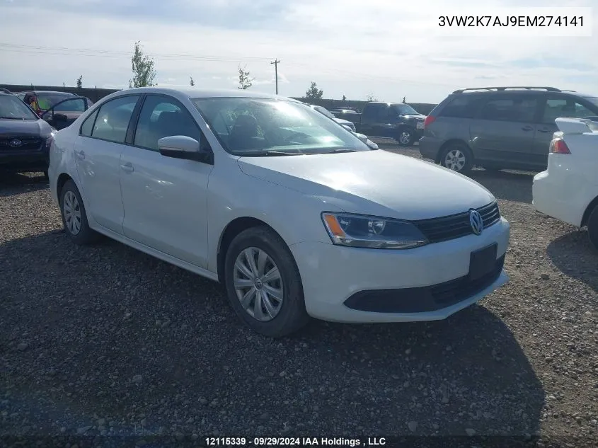 2014 Volkswagen Jetta S VIN: 3VW2K7AJ9EM274141 Lot: 12115339