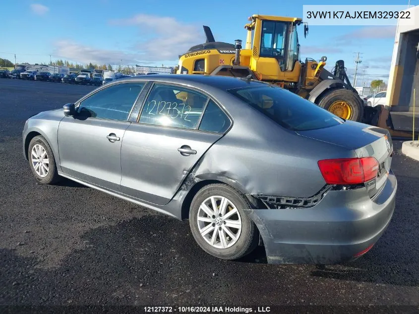 2014 Volkswagen Jetta S VIN: 3VW1K7AJXEM329322 Lot: 12127372