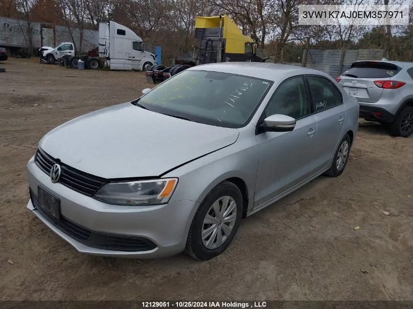 2014 Volkswagen Jetta VIN: 3VW1K7AJ0EM357971 Lot: 12129051