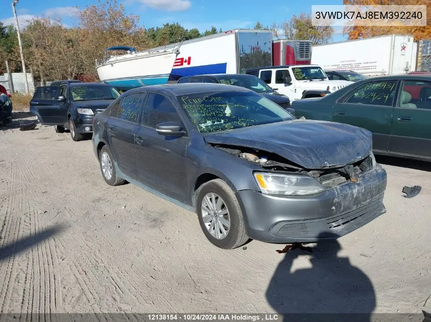 2014 Volkswagen Jetta Sedan VIN: 3VWDK7AJ8EM392240 Lot: 12138154