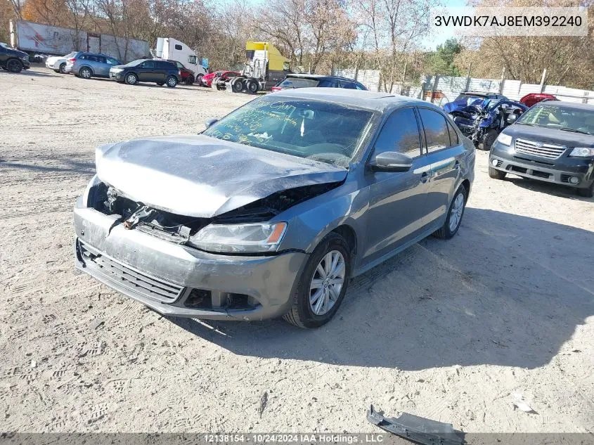 2014 Volkswagen Jetta Sedan VIN: 3VWDK7AJ8EM392240 Lot: 12138154