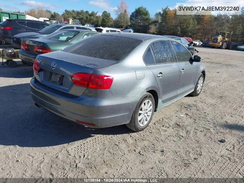 2014 Volkswagen Jetta Sedan VIN: 3VWDK7AJ8EM392240 Lot: 12138154