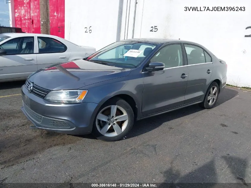 2014 Volkswagen Jetta 2.0L Tdi VIN: 3VWLL7AJ0EM396243 Lot: 38616148