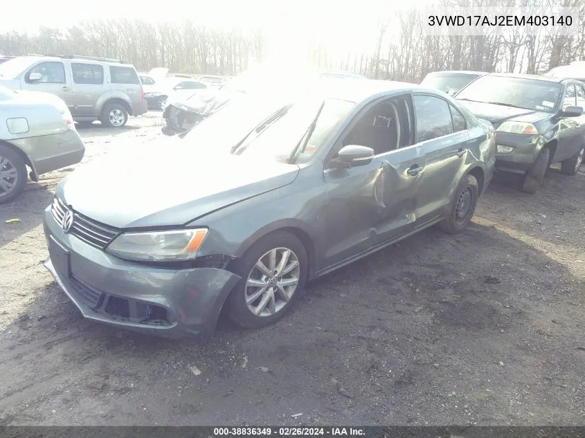 2014 Volkswagen Jetta 1.8T Se VIN: 3VWD17AJ2EM403140 Lot: 38836349