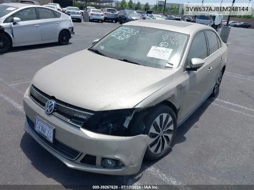 2014 Volkswagen Jetta Hybrid Sel Premium VIN: 3VW637AJ8EM248144 Lot: 39267628