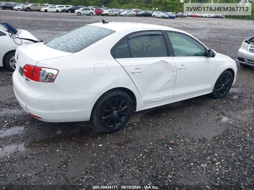 2014 Volkswagen Jetta 1.8T Se VIN: 3VWD17AJ4EM367712 Lot: 39434171