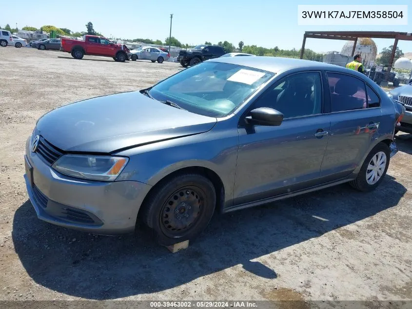 2014 Volkswagen Jetta 2.0L S VIN: 3VW1K7AJ7EM358504 Lot: 39463002