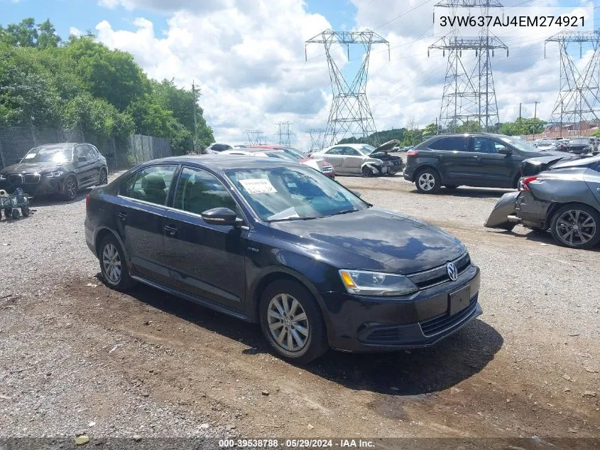 3VW637AJ4EM274921 2014 Volkswagen Jetta Hybrid Se