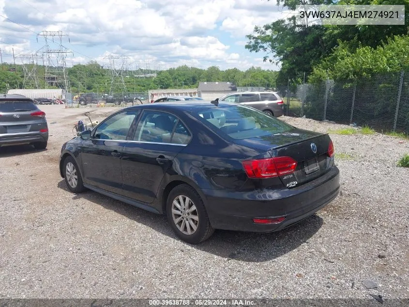 3VW637AJ4EM274921 2014 Volkswagen Jetta Hybrid Se