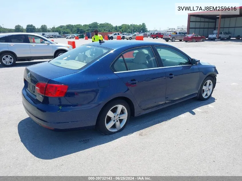 2014 Volkswagen Jetta 2.0L Tdi VIN: 3VWLL7AJ8EM259616 Lot: 39732143