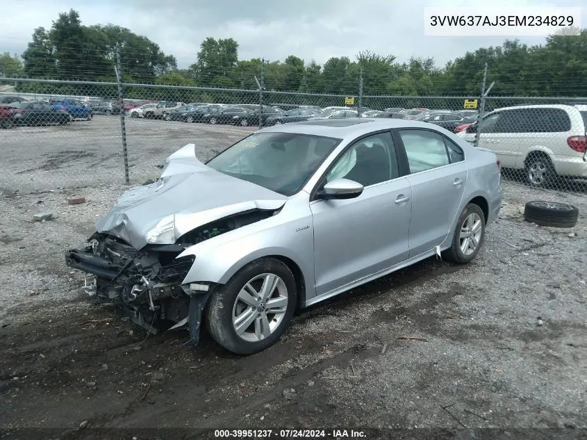 3VW637AJ3EM234829 2014 Volkswagen Jetta Hybrid Sel