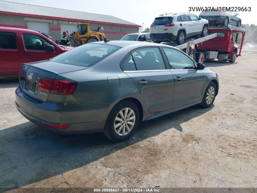 2014 Volkswagen Jetta Hybrid Se VIN: 3VW637AJ3EM229663 Lot: 39989437