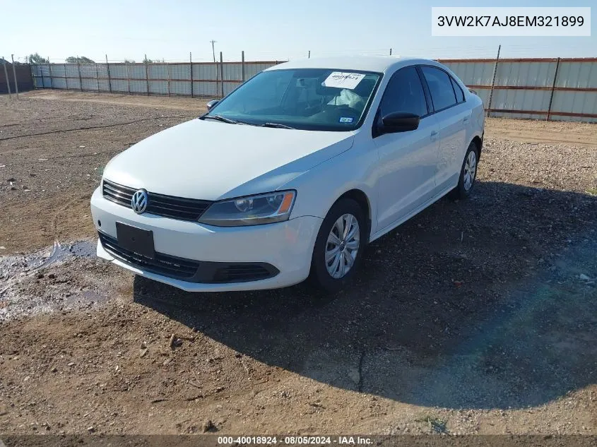 2014 Volkswagen Jetta 2.0L S VIN: 3VW2K7AJ8EM321899 Lot: 40018924