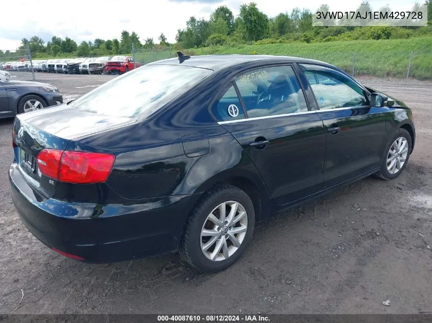 2014 Volkswagen Jetta 1.8T Se VIN: 3VWD17AJ1EM429728 Lot: 40087610