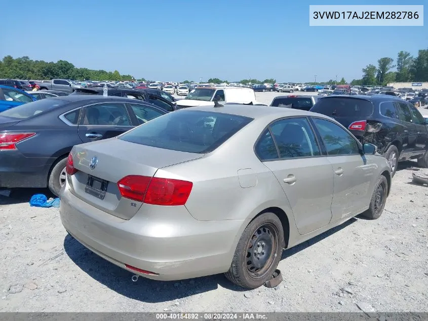 2014 Volkswagen Jetta 1.8T Se VIN: 3VWD17AJ2EM282786 Lot: 40154892