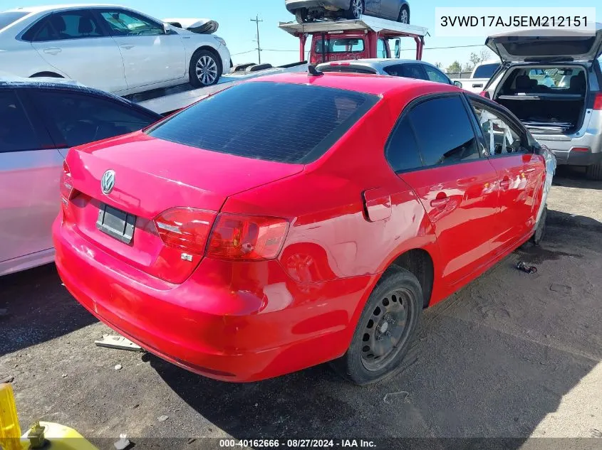 2014 Volkswagen Jetta 1.8T Se VIN: 3VWD17AJ5EM212151 Lot: 40162666