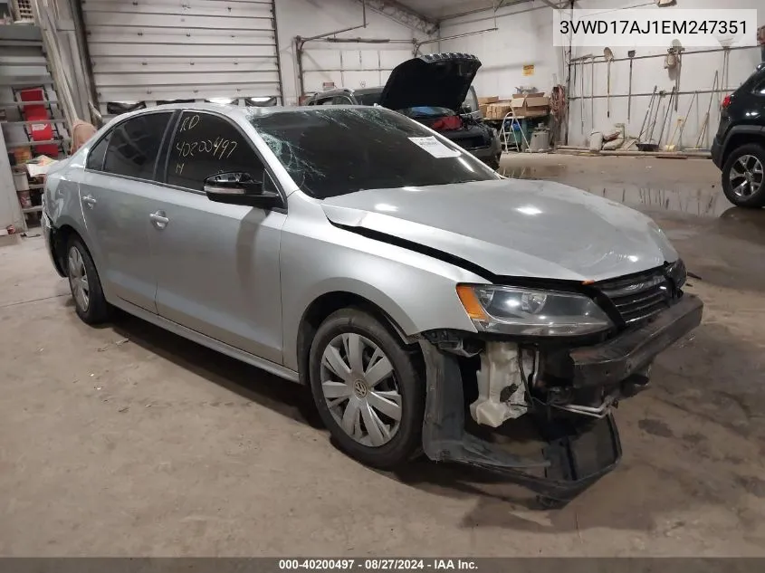 3VWD17AJ1EM247351 2014 Volkswagen Jetta 1.8T Se