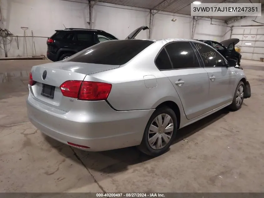 2014 Volkswagen Jetta 1.8T Se VIN: 3VWD17AJ1EM247351 Lot: 40200497