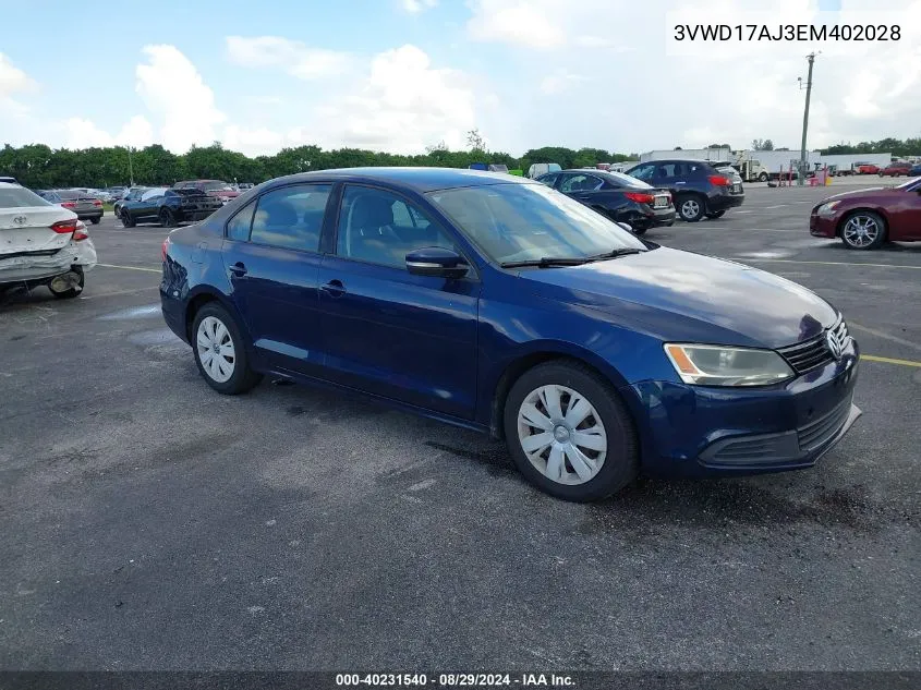 2014 Volkswagen Jetta 1.8T Se VIN: 3VWD17AJ3EM402028 Lot: 40231540