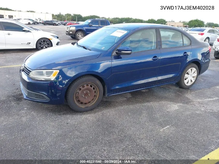 2014 Volkswagen Jetta 1.8T Se VIN: 3VWD17AJ3EM402028 Lot: 40231540