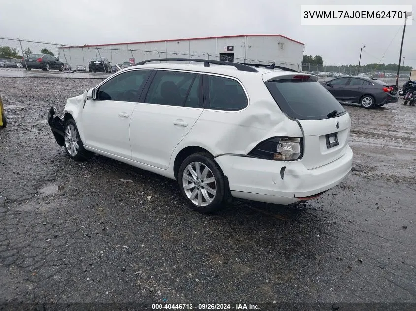 2014 Volkswagen Jetta Sportwagen 2.0L Tdi VIN: 3VWML7AJ0EM624701 Lot: 40446713