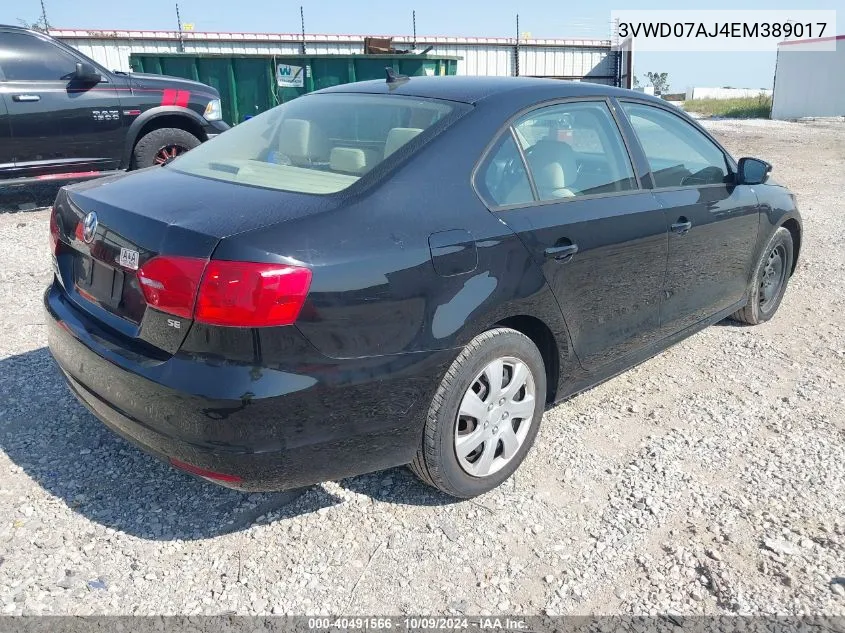 2014 Volkswagen Jetta Se VIN: 3VWD07AJ4EM389017 Lot: 40491566