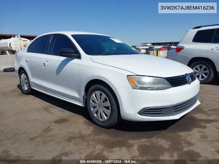 2014 Volkswagen Jetta 2.0L S VIN: 3VW2K7AJ8EM416236 Lot: 40495305