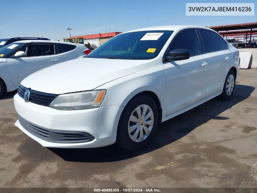 2014 Volkswagen Jetta 2.0L S VIN: 3VW2K7AJ8EM416236 Lot: 40495305