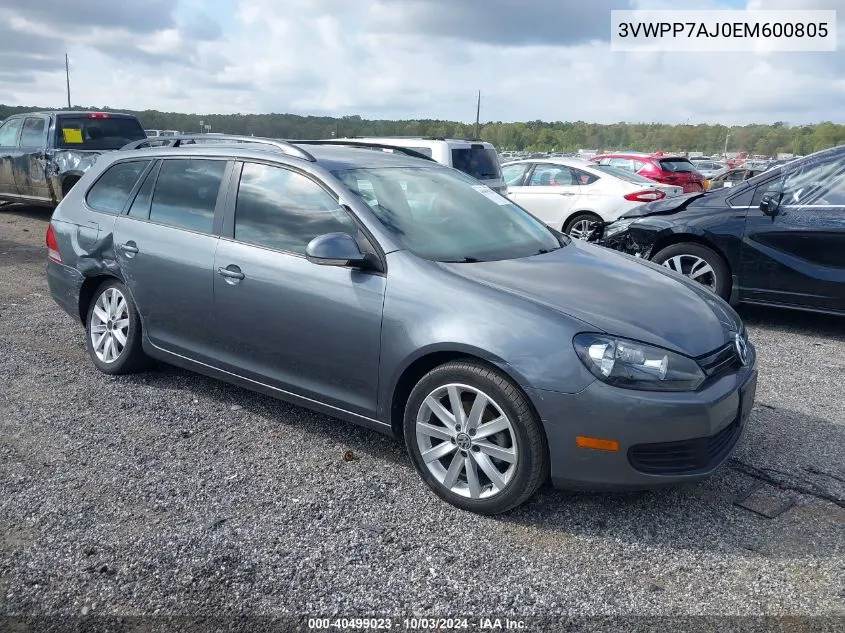 2014 Volkswagen Jetta Sportwagen 2.5L S VIN: 3VWPP7AJ0EM600805 Lot: 40499023