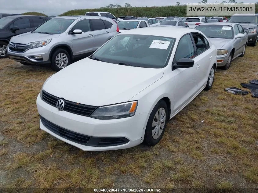 2014 Volkswagen Jetta S VIN: 3VW2K7AJ1EM355005 Lot: 40520647