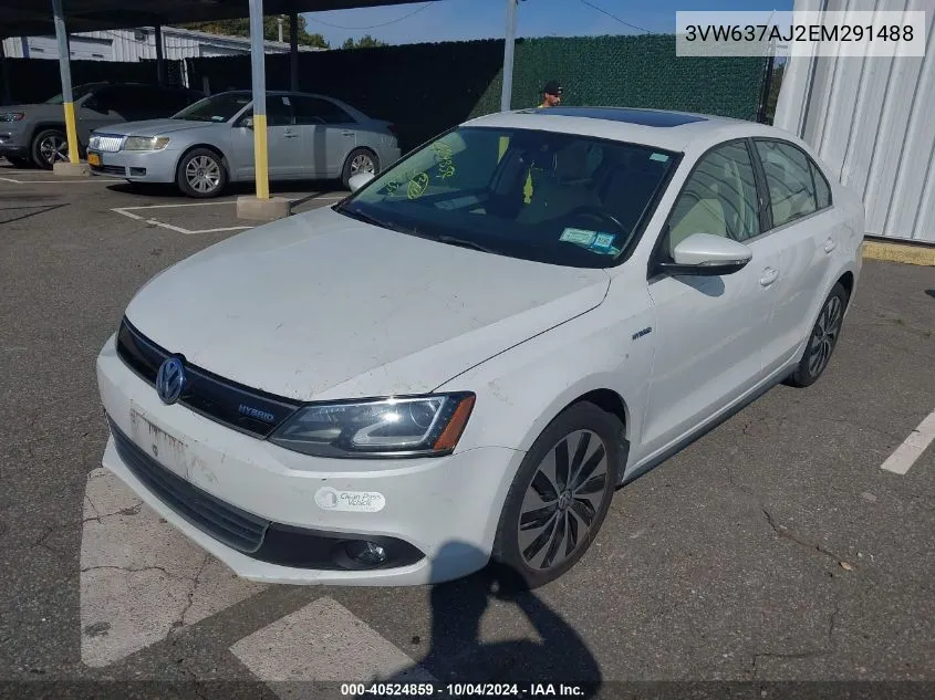 2014 Volkswagen Jetta Hybrid Sel Premium VIN: 3VW637AJ2EM291488 Lot: 40524859