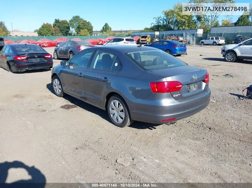 2014 Volkswagen Jetta 1.8T Se VIN: 3VWD17AJXEM278498 Lot: 40571140