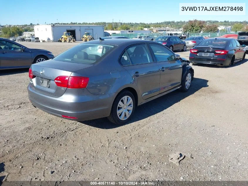 2014 Volkswagen Jetta 1.8T Se VIN: 3VWD17AJXEM278498 Lot: 40571140