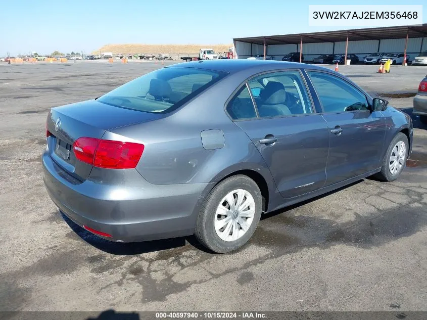 3VW2K7AJ2EM356468 2014 Volkswagen Jetta 2.0L S