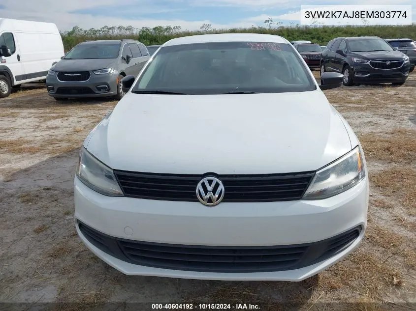 2014 Volkswagen Jetta 2.0L S VIN: 3VW2K7AJ8EM303774 Lot: 40604192