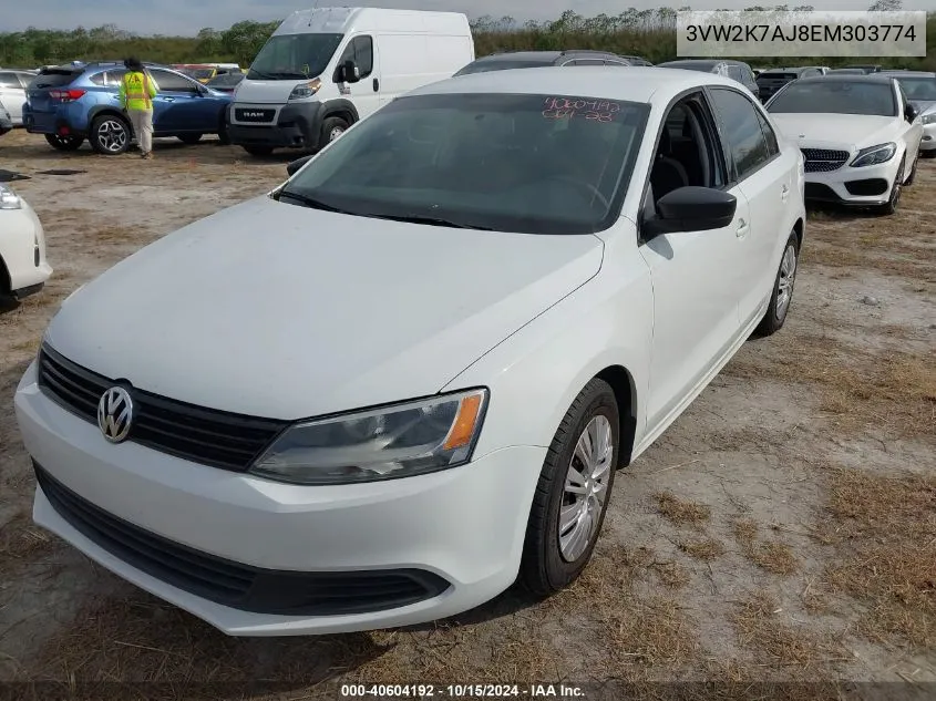 2014 Volkswagen Jetta 2.0L S VIN: 3VW2K7AJ8EM303774 Lot: 40604192