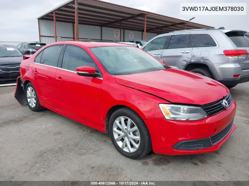 2014 Volkswagen Jetta 1.8T Se VIN: 3VWD17AJ0EM378030 Lot: 40612066