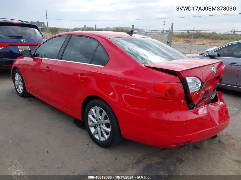 2014 Volkswagen Jetta 1.8T Se VIN: 3VWD17AJ0EM378030 Lot: 40612066