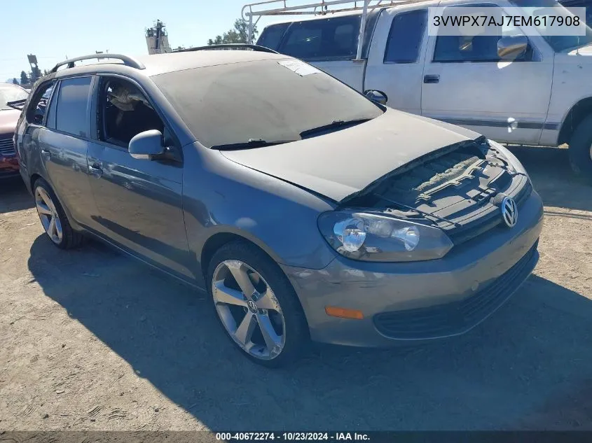 2014 Volkswagen Jetta Sportwagen 2.5L S VIN: 3VWPX7AJ7EM617908 Lot: 40672274