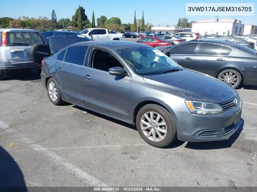 2014 Volkswagen Jetta 1.8T Se VIN: 3VWD17AJ5EM316705 Lot: 40688710